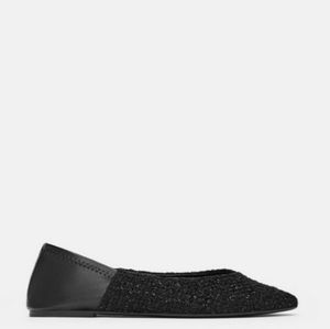 NWT Zara Tweed Pointed Flats Crush back 6534/301